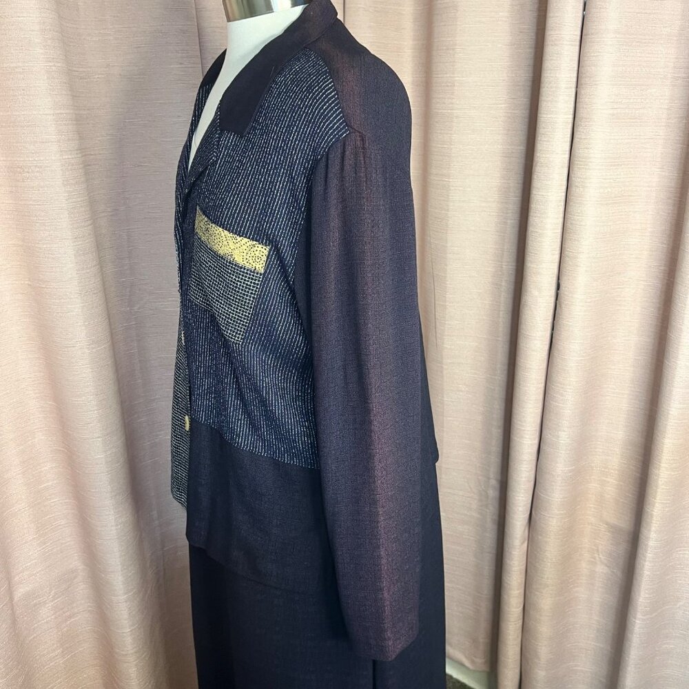 Vintage Piccalino Petite Patchwork Blazer & Skirt Set - Long Sleeve Jacket With - Picture 6 of 16